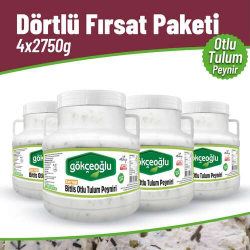 Tam Yağlı Bitlis Otlu Tulum Peyniri 4′lü Paket 4x2750 G.